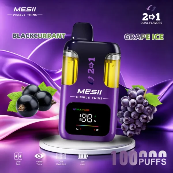 Mesii 100k Puffs Visible Twins Dual Flavors Crystal Disposable Vape Free Shipping