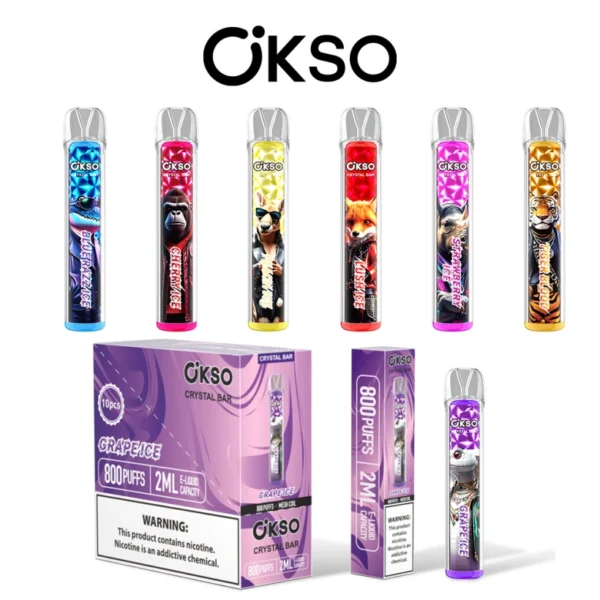OKSO 800 Puffs Crystal Bar Cheap Disposable Vape Wholesale With 2ml E-Liquid