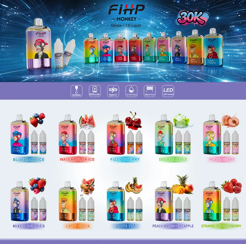 FIHP 30k Puffs 30000 Monkey Refillable E Liquid