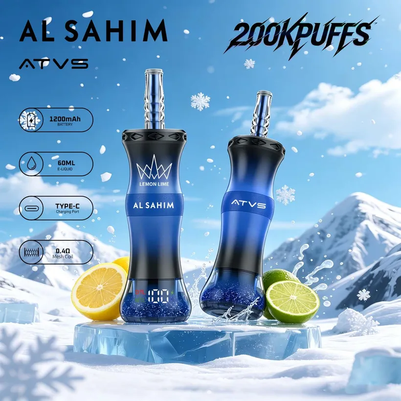 ATVS 200K Puffs AL SAHIM Shisha Rechargeable Disposable Vape Online Wholesale 2 ATVS 200K Puffs AL SAHIM Shisha Rechargeable