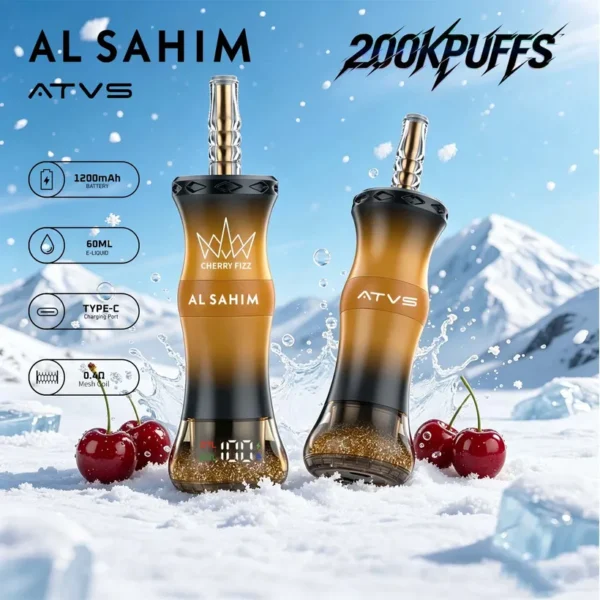 ATVS 200K Puffs AL SAHIM Shisha Rechargeable Disposable Vape Online Wholesale 15 ATVS 200K Puffs AL SAHIM Shisha Rechargeable