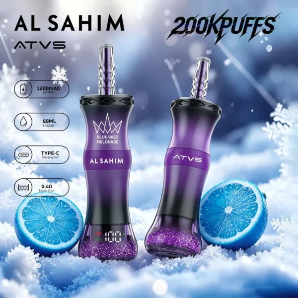 ATVS 200K Puffs AL SAHIM Shisha Rechargeable Disposable Vape Online Wholesale 12 ATVS 200K Puffs AL SAHIM Shisha Rechargeable