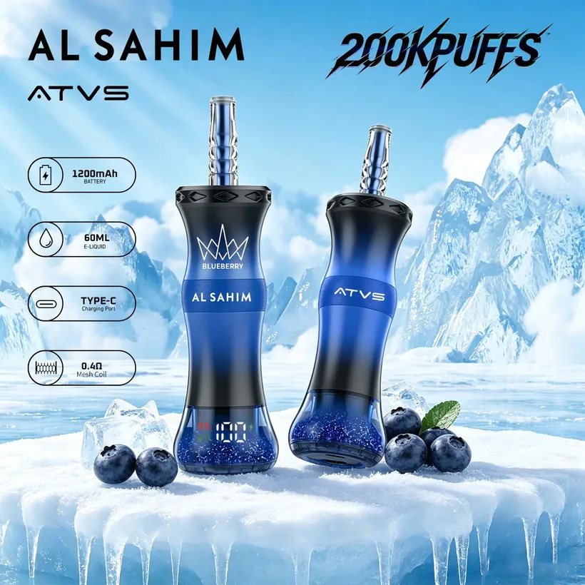 ATVS 200K Puffs AL SAHIM Shisha Rechargeable Disposable Vape Online Wholesale 4 ATVS 200K Puffs AL SAHIM Shisha Rechargeable