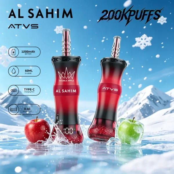 ATVS 200K Puffs AL SAHIM Shisha Rechargeable Disposable Vape Online Wholesale 10 ATVS 200K Puffs AL SAHIM Shisha Rechargeable