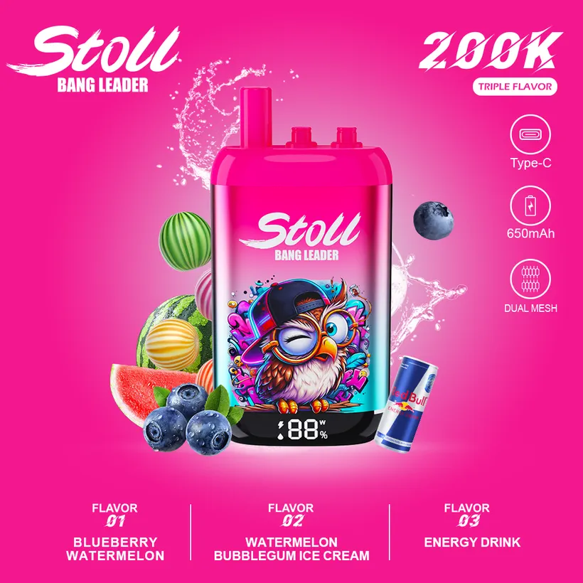 Bang Leader Stoll 200K Puffs 3 in 1 Rechargeable Disposable Vape Online Wholesale 6 Bang Leader Stoll 200K Puffs 3 in 1 Rechargeable Disposable Vape