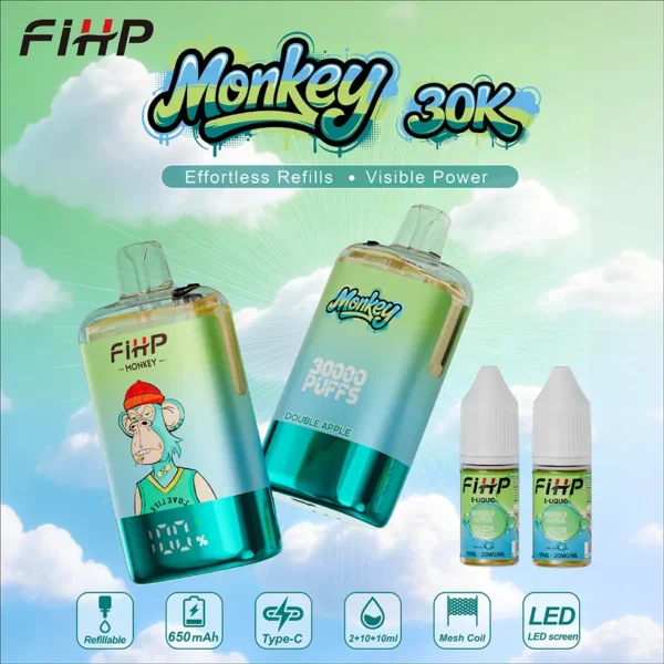 FIHP 30k Puffs 30000 Monkey Refillable E Liquid