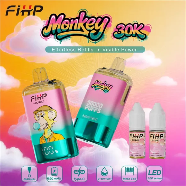 FIHP 30k Puffs 30000 Monkey Refillable E Liquid