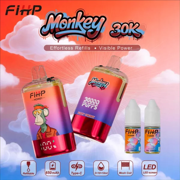 FIHP 30k Puffs 30000 Monkey Refillable E Liquid