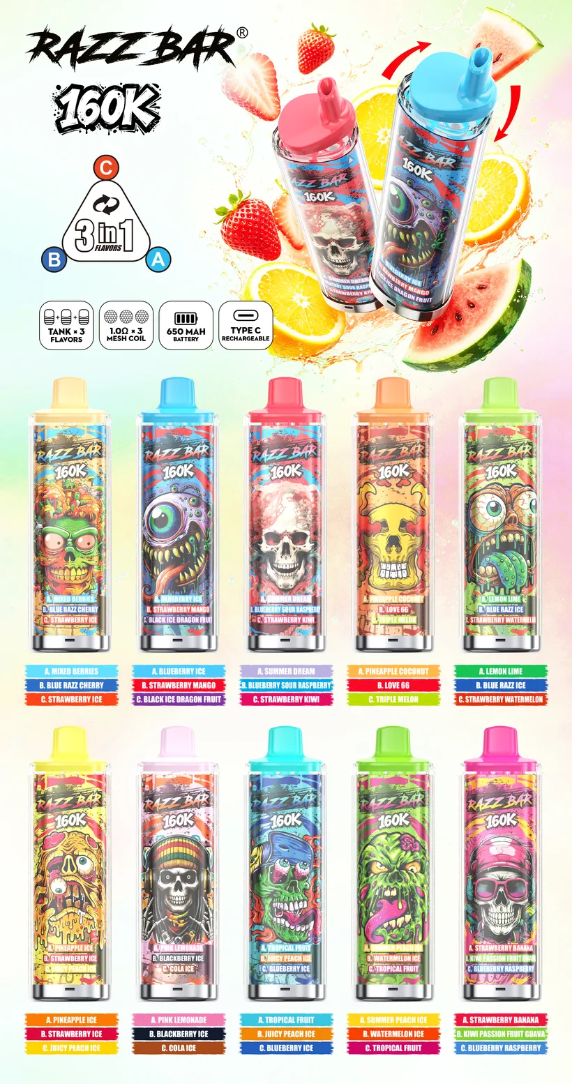 Razz Bar 160K Puffs 3 in 1 Buy Disposable Vape Online Wholesale Electronic Cigarette Europe Warehouse 16 Razz Bar 160K Puffs 3 in 1 Buy Disposable Vape