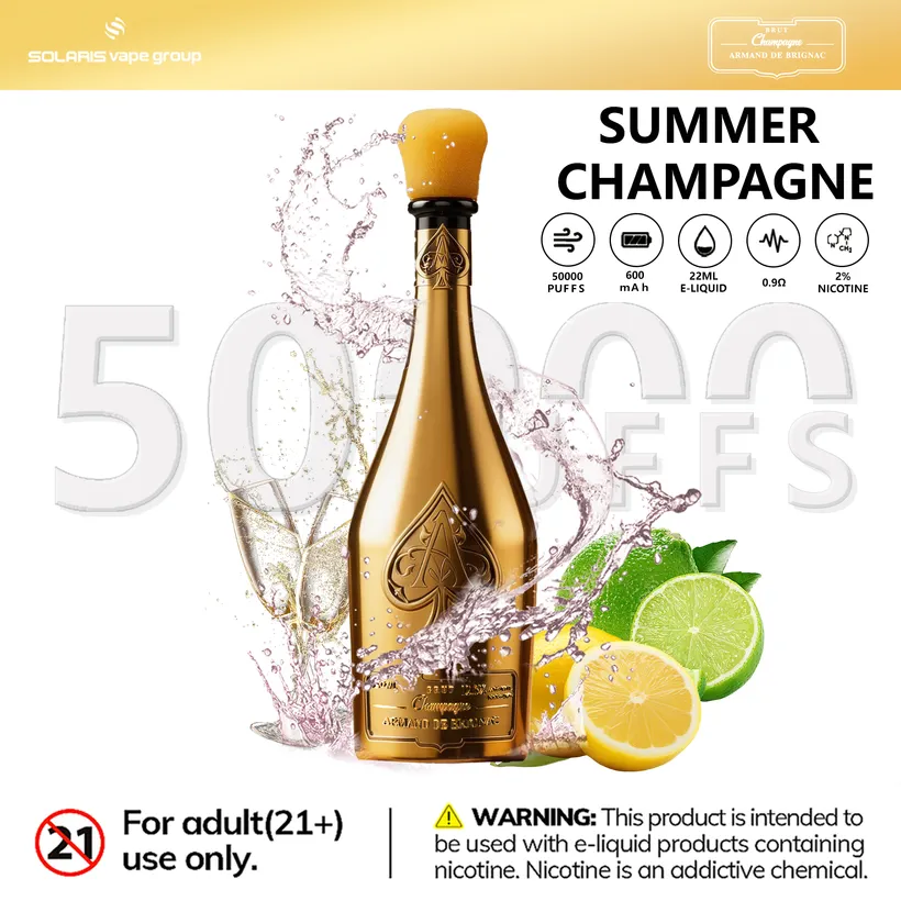 Solaris Champagne 50000 Puffs 50k Armand De Brignac Rechargeable Disposable Vape Online Wholesale 7 Solaris Champagne 50000 Puffs 50k Armand De Brignac Rechargeable
