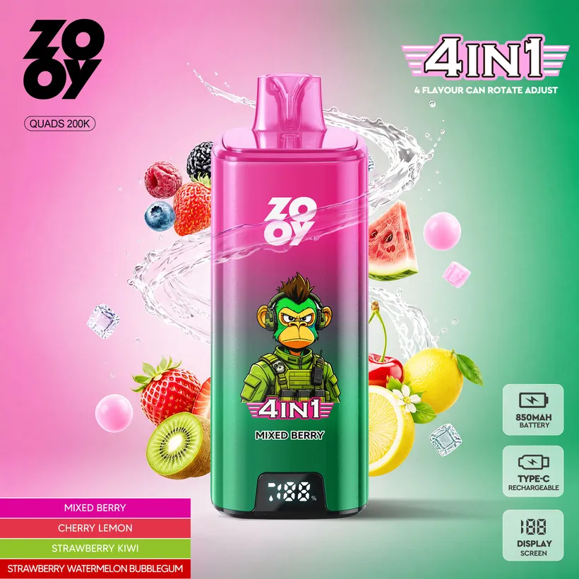 ZOOY 200K Puffs 4 in 1 Buy Disposable Vape Online Wholesale Electronic Cigarette Europe Warehouse 2 ZOOY 200K Puffs 4 in 1 Buy Disposable Vape
