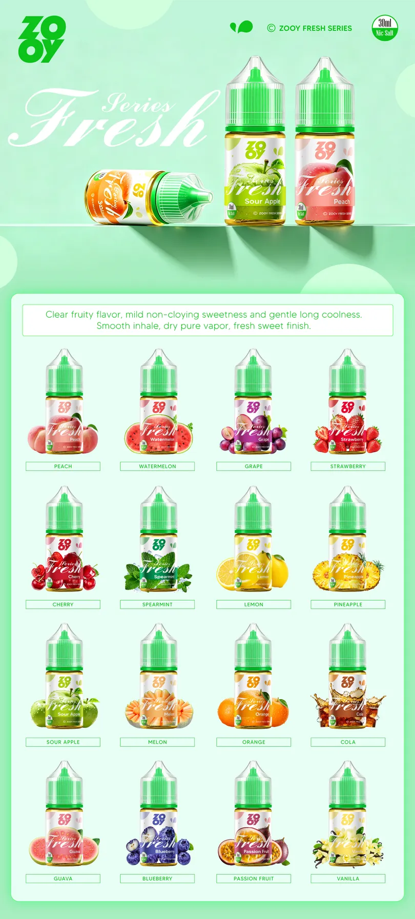 ZOOY E Liquid 30ML for Vape Fresh Series Vape Wholesale Original Factory Europe Warehouse 16 ZOOY E Liquid 30ML