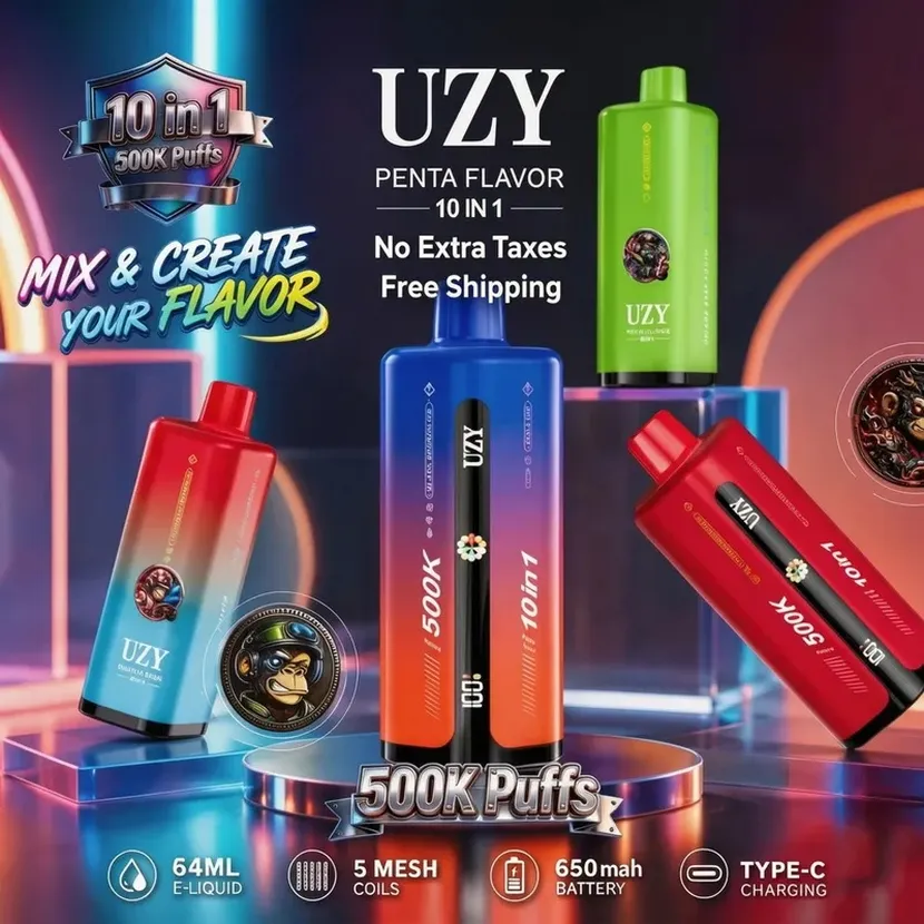 UZY 500K Puffs Wholesale Original Factory Smart Screen Online Wholesale 10in1 1 UZY 500K Puffs